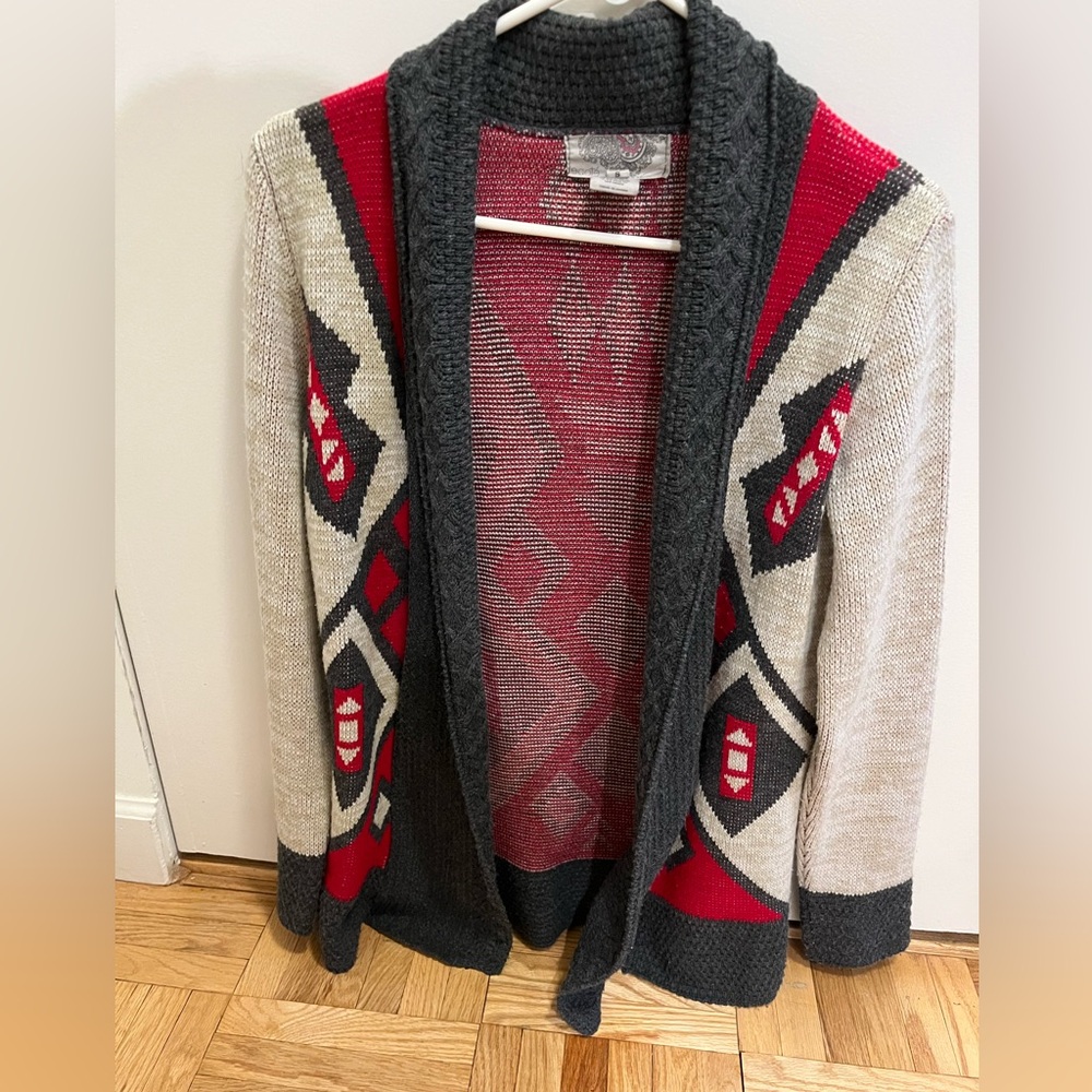 Urban Outfitters Red and Gray Knit Cardigan
